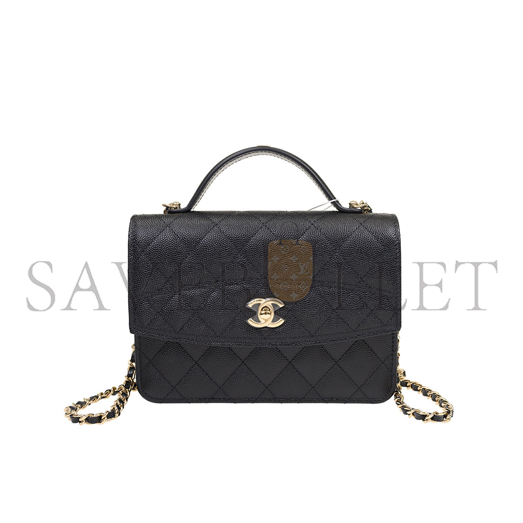 CHANEL HANDHELD MESSENGER BACKPACK BLACK GOLD BUCKLE AP4406 (18*14*3cm)